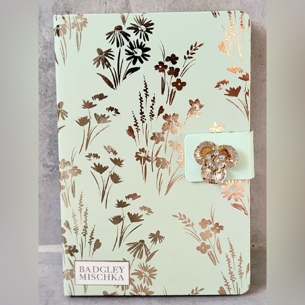 Badgley Mischka Mint and Gold Floral Notebook